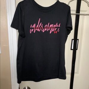 Under Armour Black T-Shirt with Pink Logo